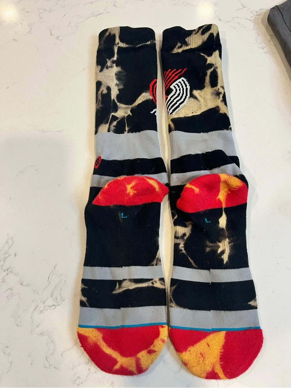 Stance Portland Trail Blazers Black, Cream & Red Tie-Dye Crew Socks